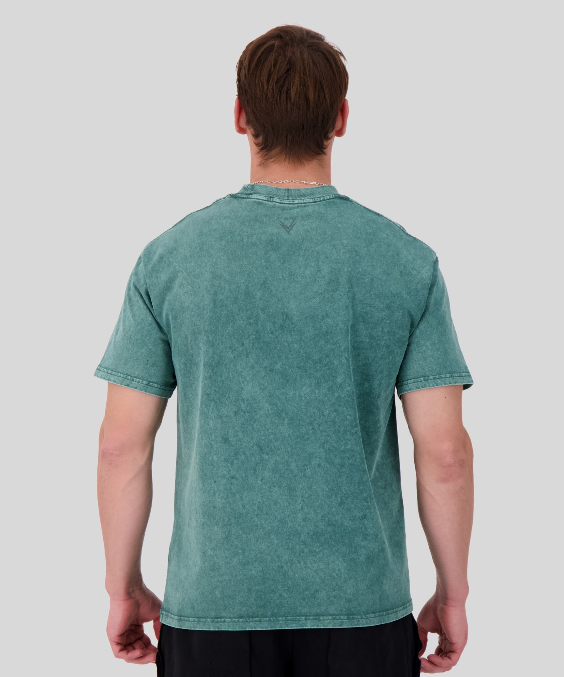 Green | Washed-off Oversized T-shirt LIFTING CLUB (230gsm)| Back