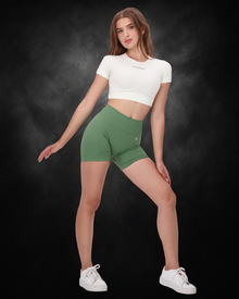 Seamless Curve Ribbed Top & Shorts Set | White | Front
