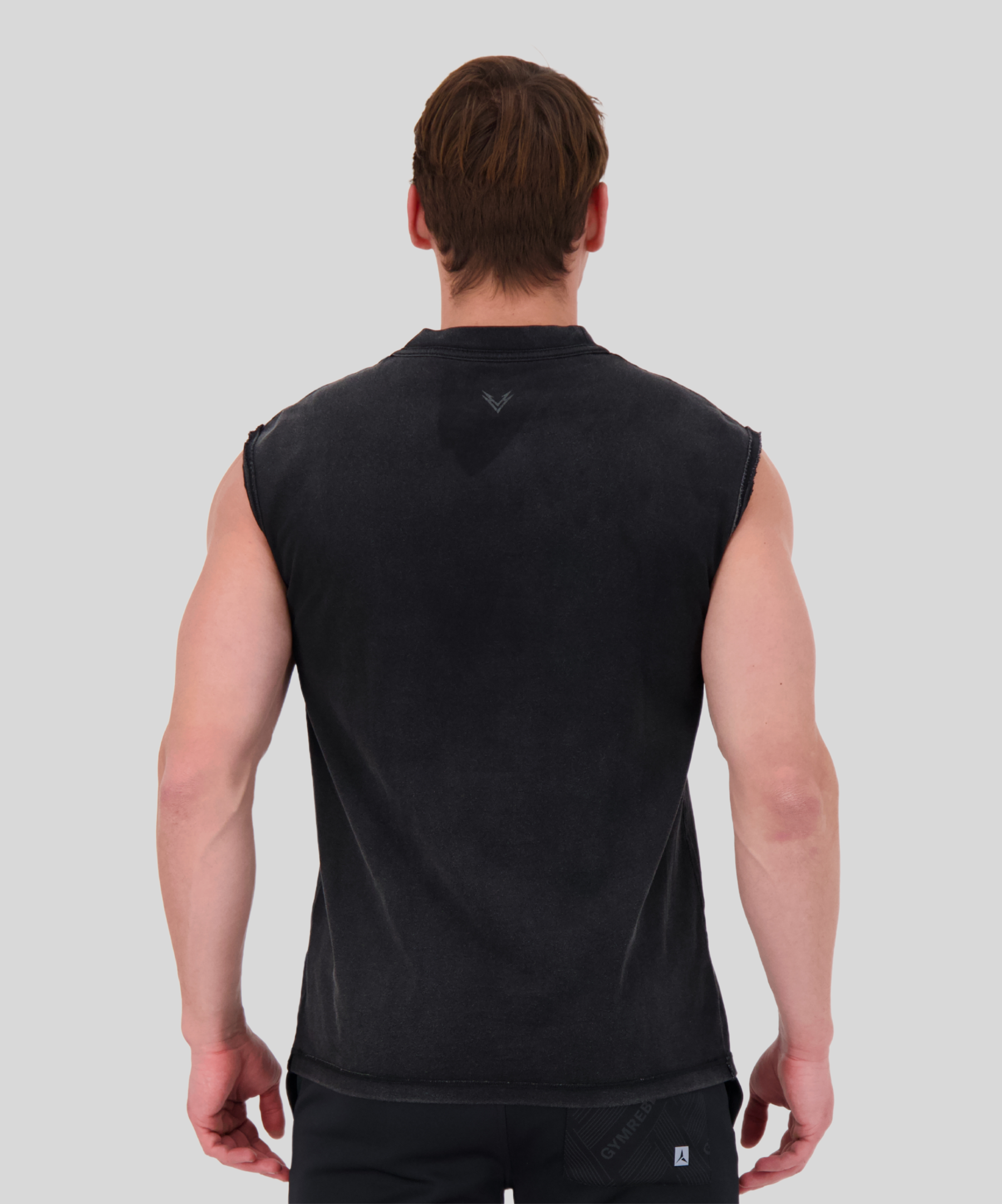 Black | Washed-off Sleeveless T-shirt | Back