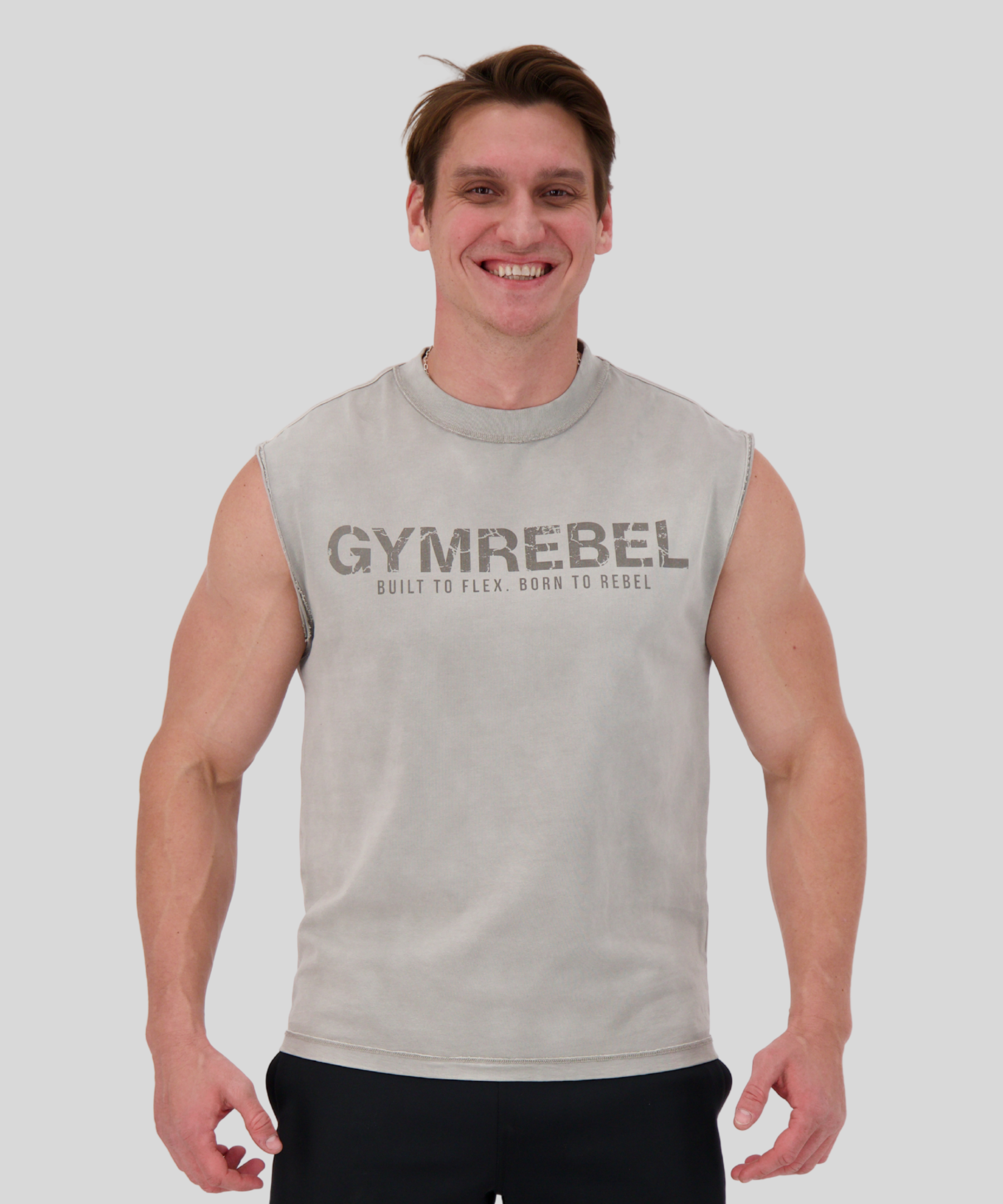Gray | Washed-off Sleeveless T-shirt | Front