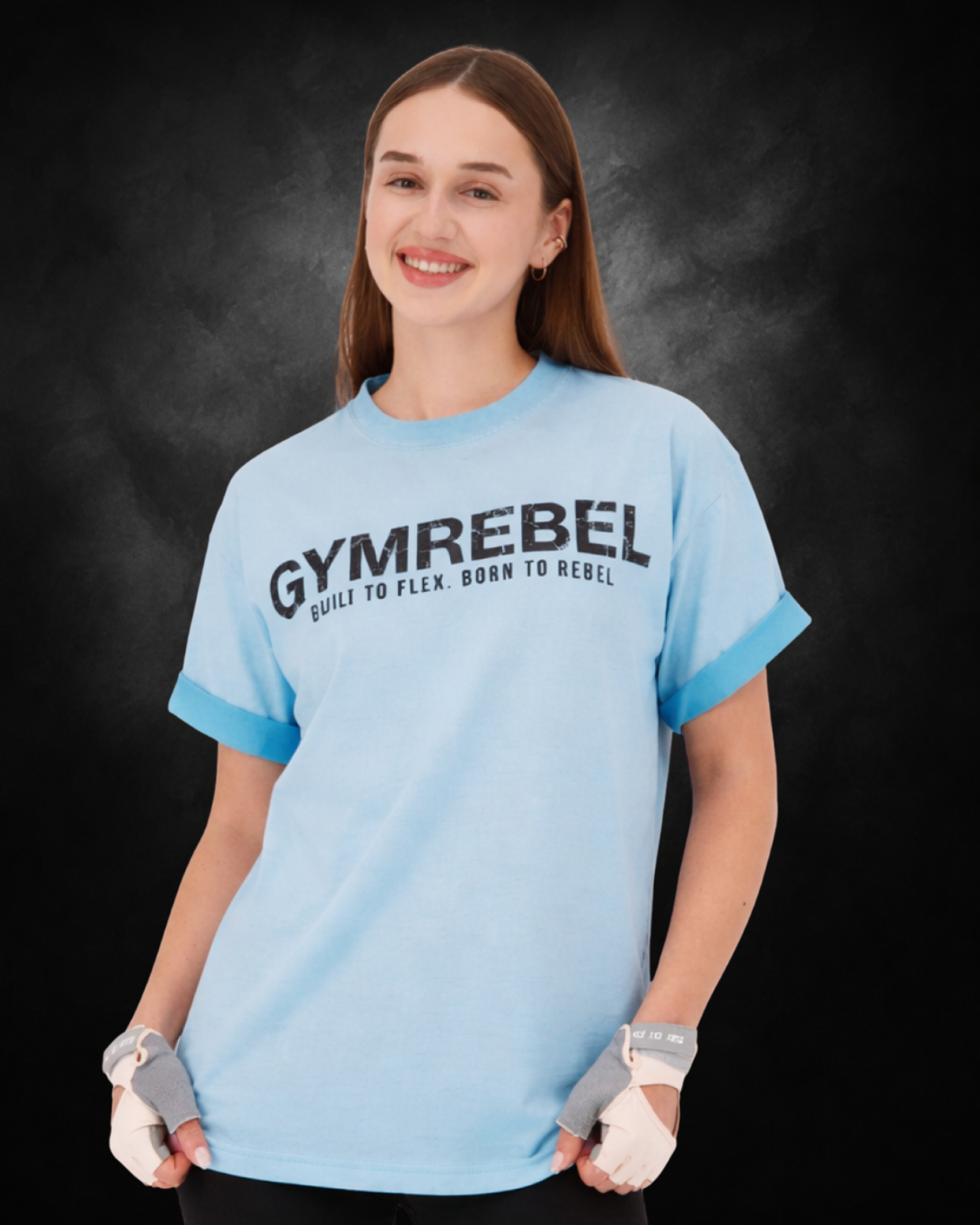 Washed-off Oversized HEAVYWEIGHT T-shirt (250gsm) | Sea Blue | Front