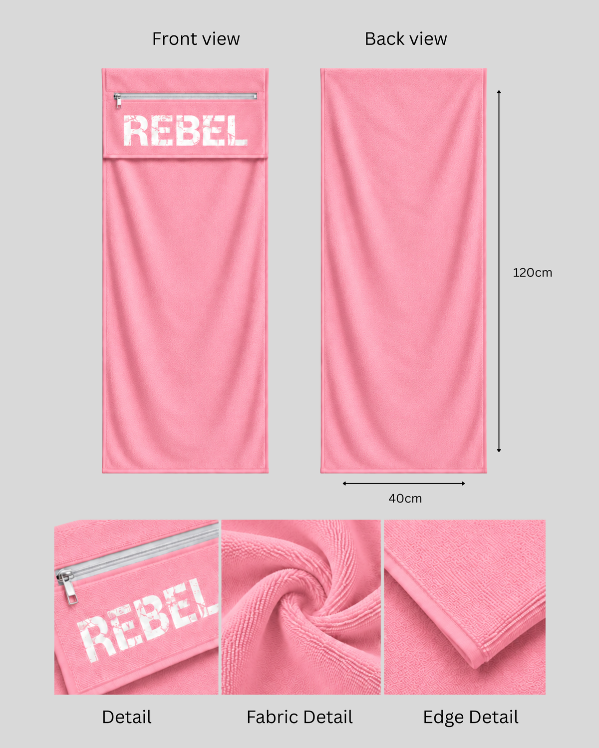 baby pink | REBEL GYM TOWEL | back 2