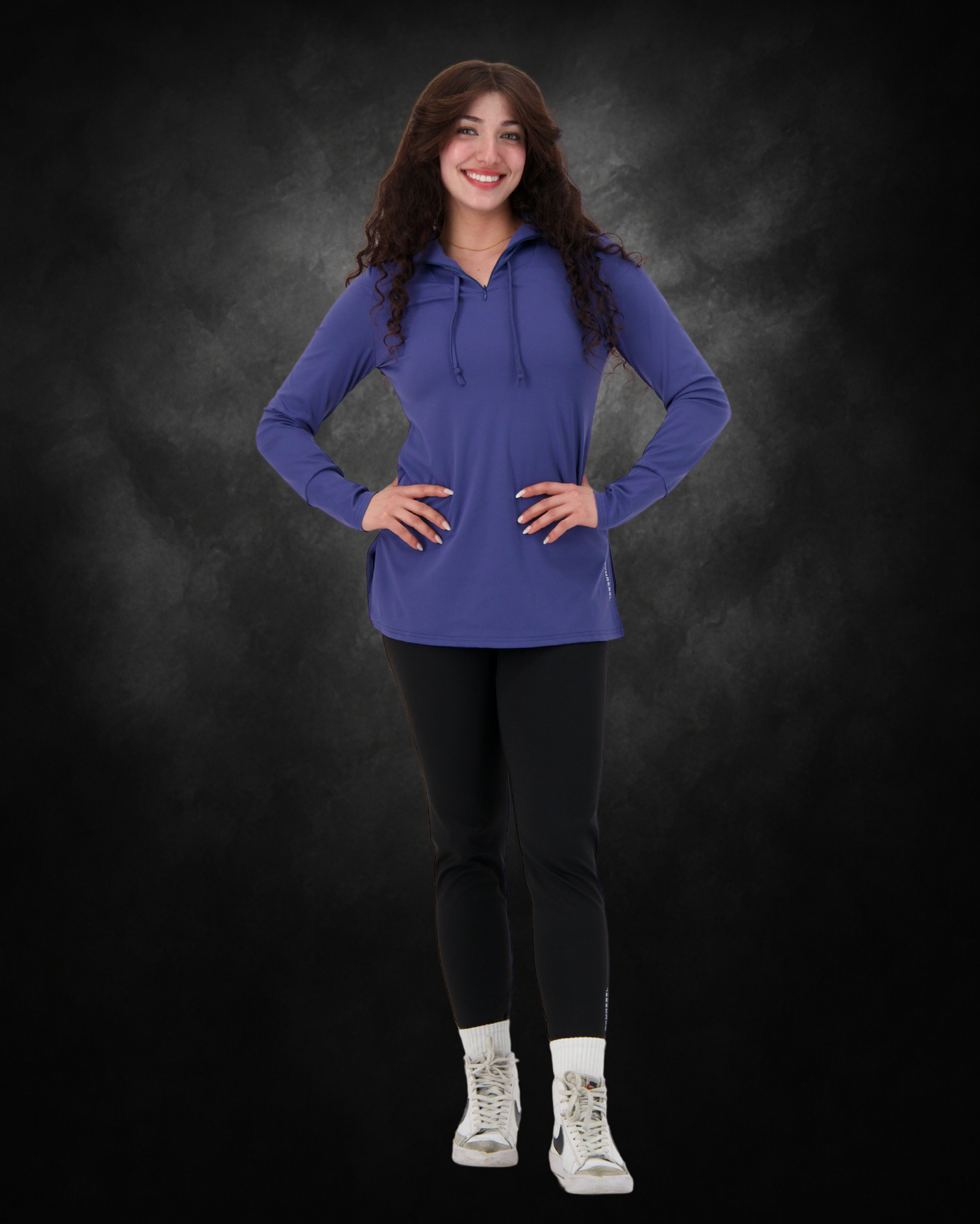 HAYA Long Sleeve Training Set (Purple Long Sleeve + Black Leggings)