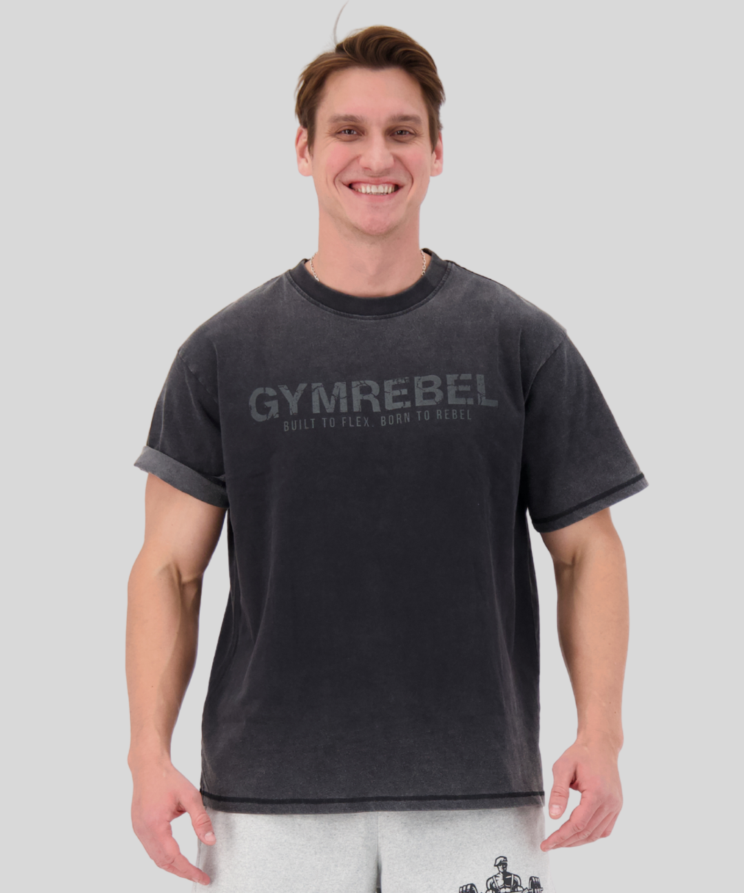 black | Washed-off Oversized HEAVYWEIGHT T-shirt (250gsm) | Front