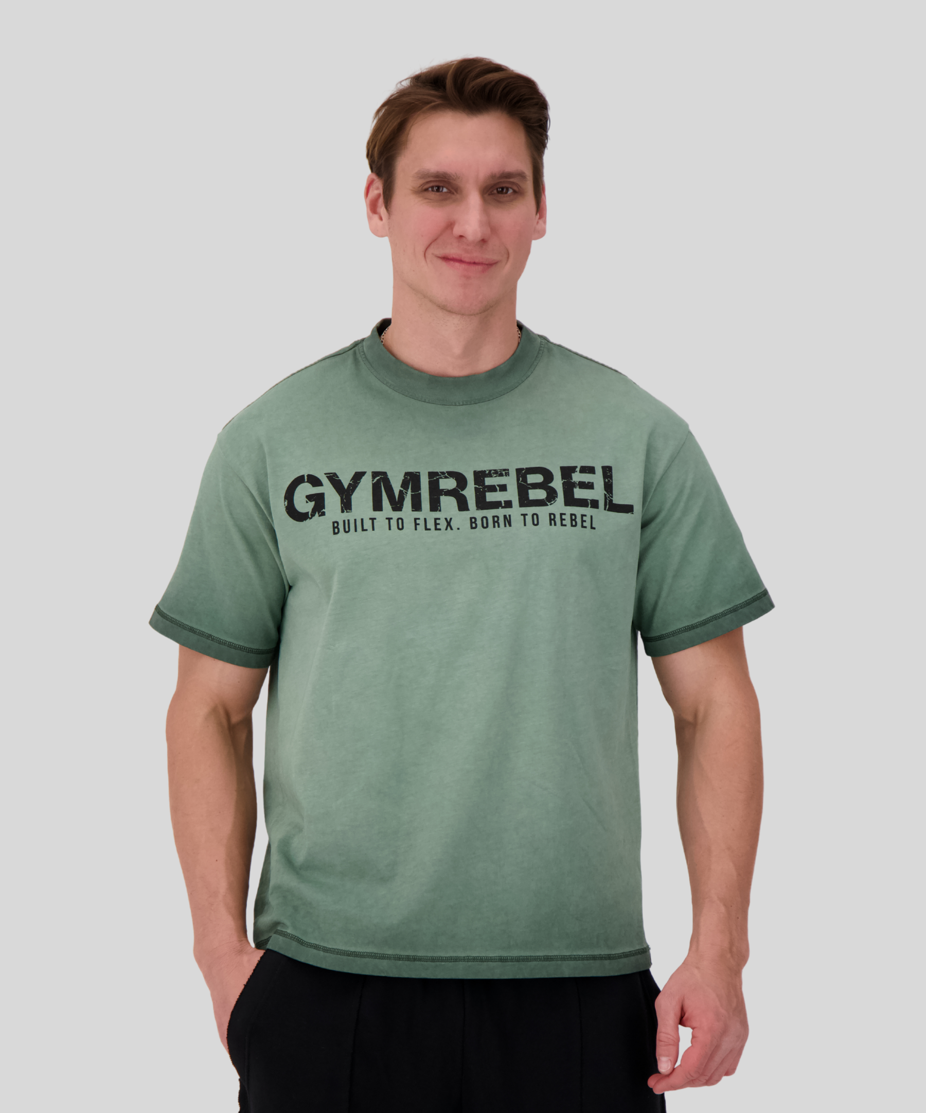 Green | Washed-off T-shirt (250gsm) (SUMMER EDITION) | Front