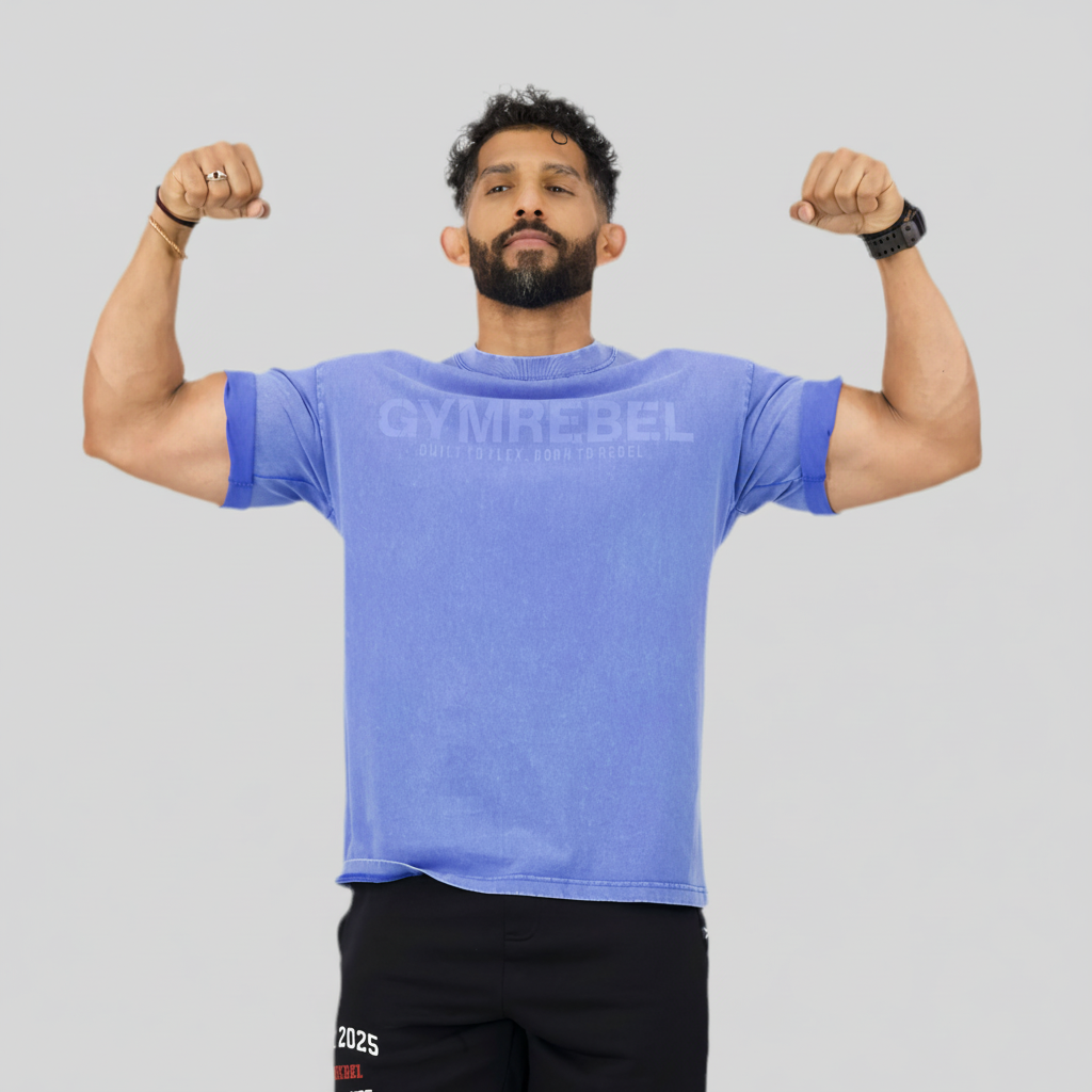 Washed-off Oversized T-shirt LIFTING CLUB (230gsm)