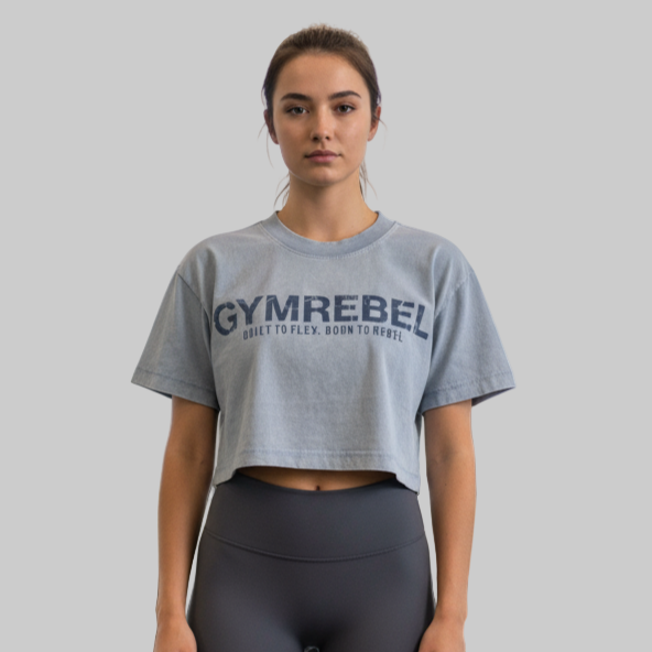 Washed-off Oversized Crop Top Lifting Club