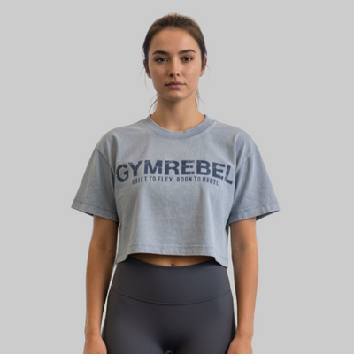 Washed-off Oversized Crop Top Lifting Club