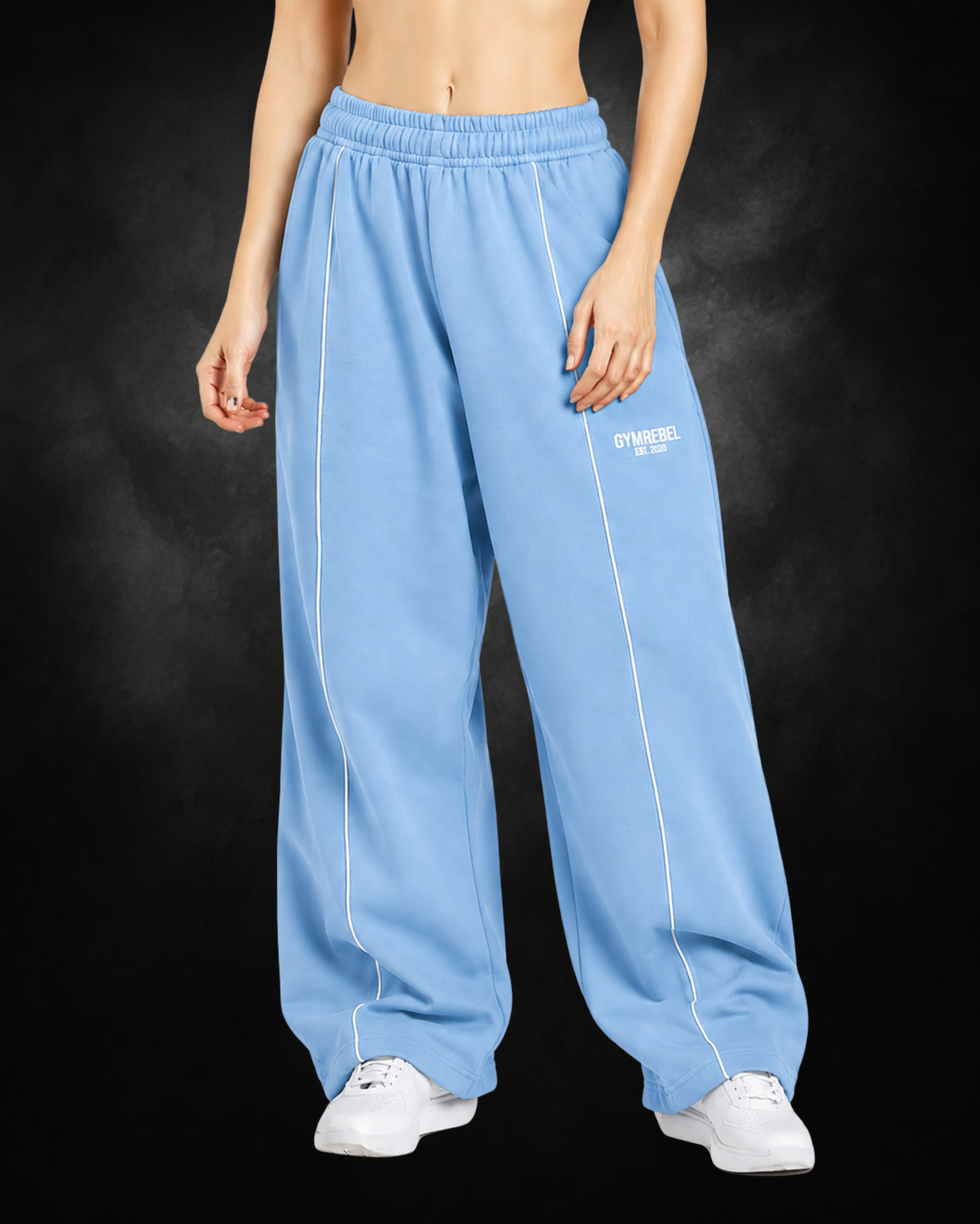 light blue Vandal Wide-Leg Pants| front
