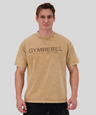 Brown | Washed-off Oversized T-shirt LIFTING CLUB (230gsm) | Front