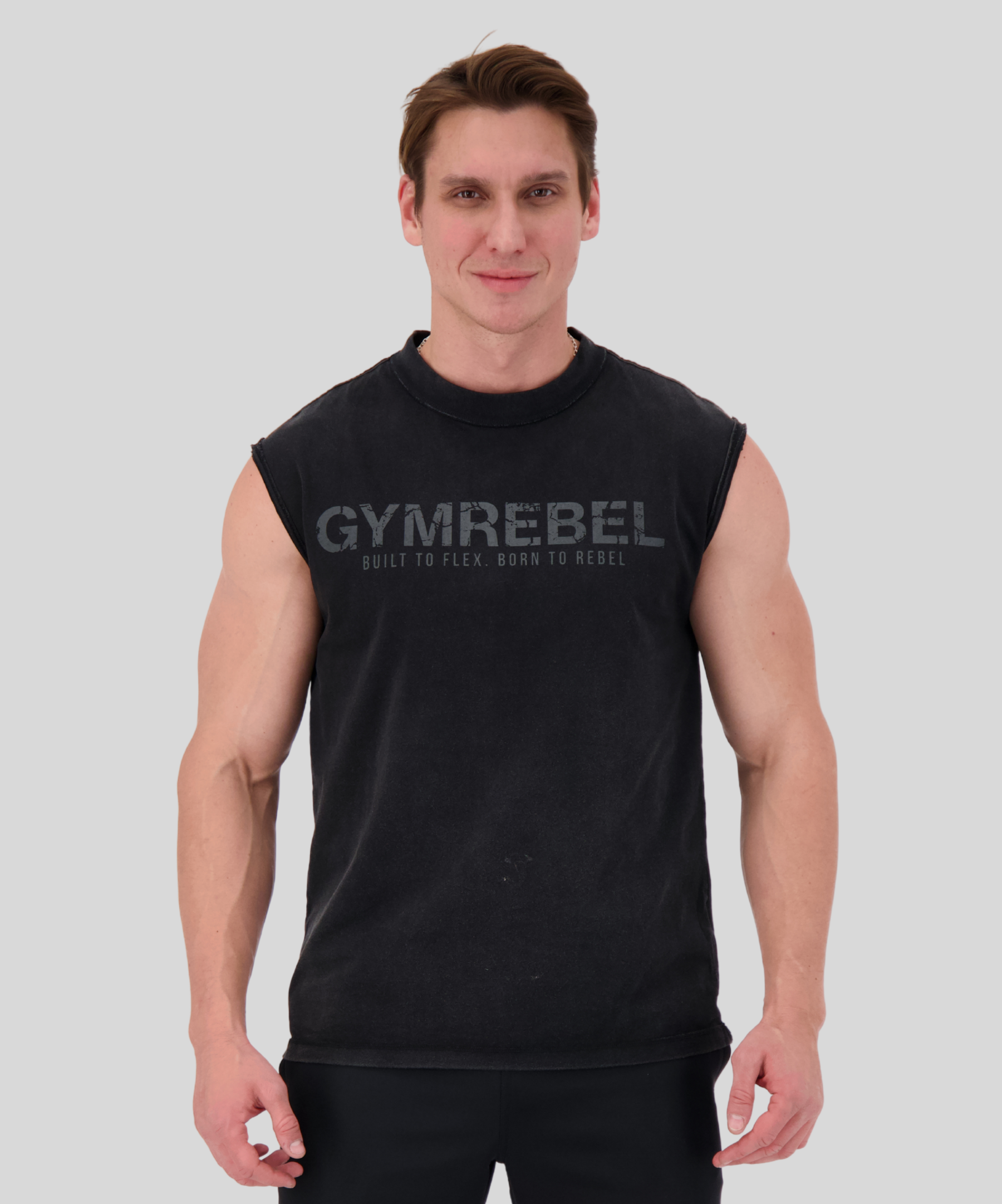 Black | Washed-off Sleeveless T-shirt | Front