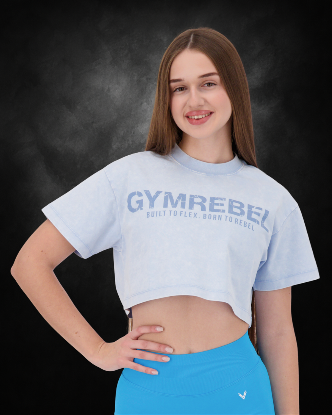 Washed-off Oversized Crop Top Lifting Club