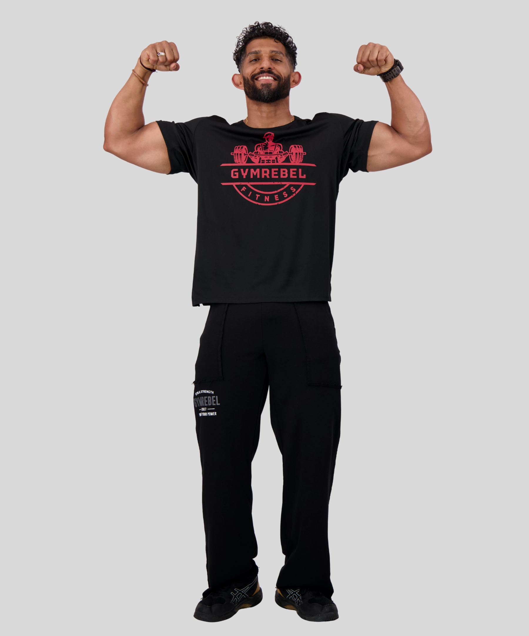 red | Active Mesh & Sweatpants Set | front