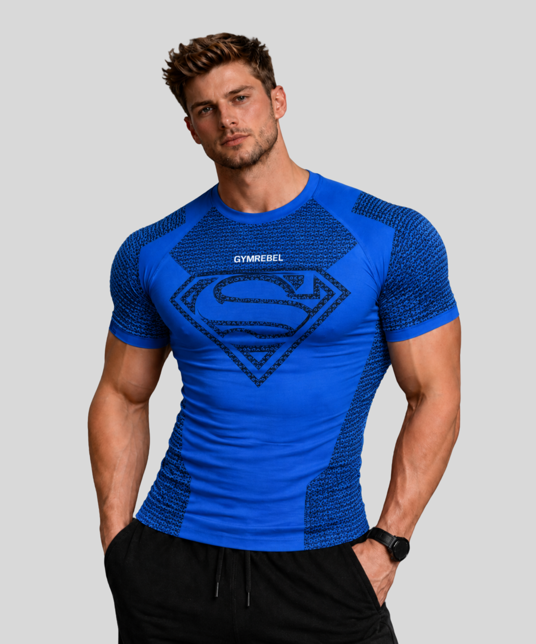 Blue | Superman Rebel Compression T-Shirt | Front