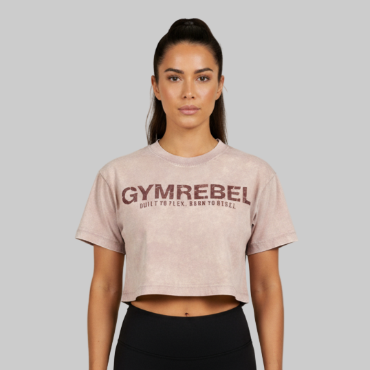 Washed-off Oversized Crop Top Lifting Club