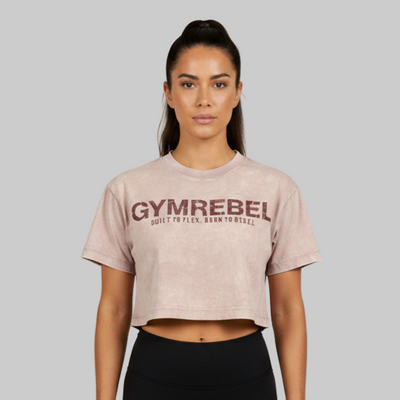 Washed-off Oversized Crop Top Lifting Club
