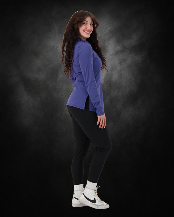 HAYA Long Sleeve Training Set (Purple Long Sleeve + Black Leggings)