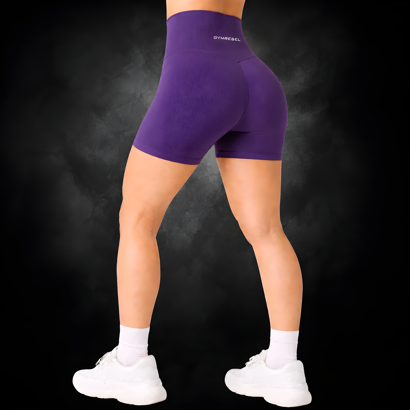 purple | smooth pump shorts | back