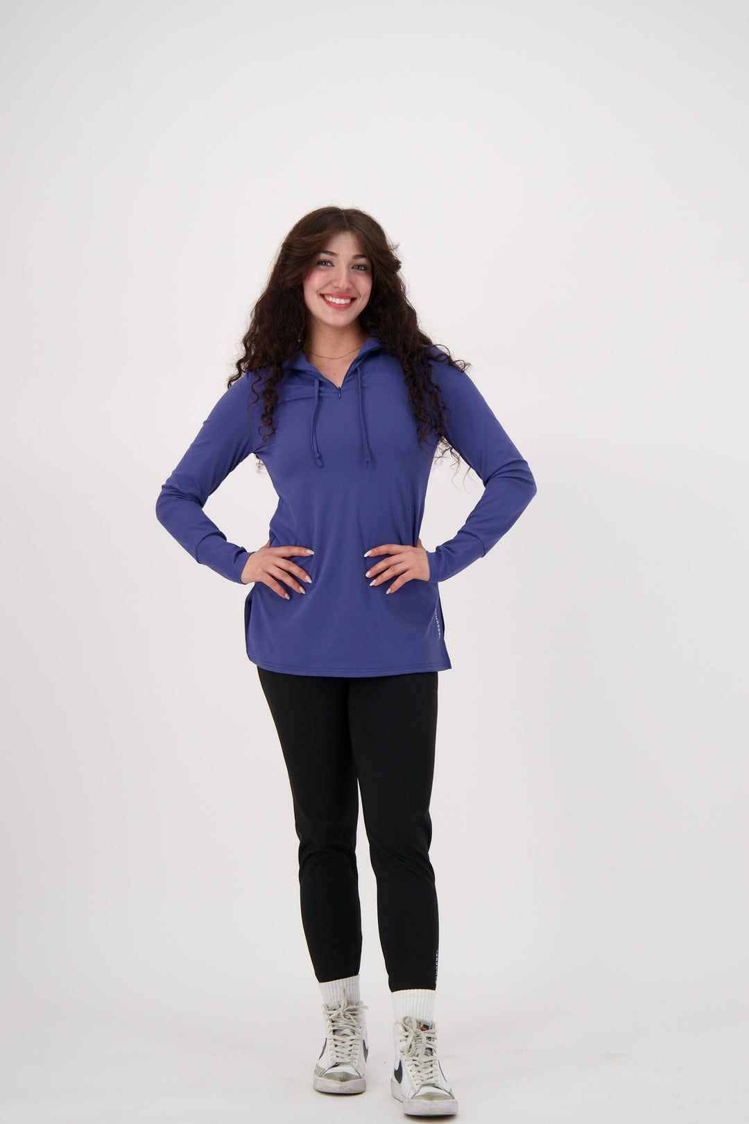 HAYA Long Sleeve Training Set (Purple Long Sleeve + Black Leggings)