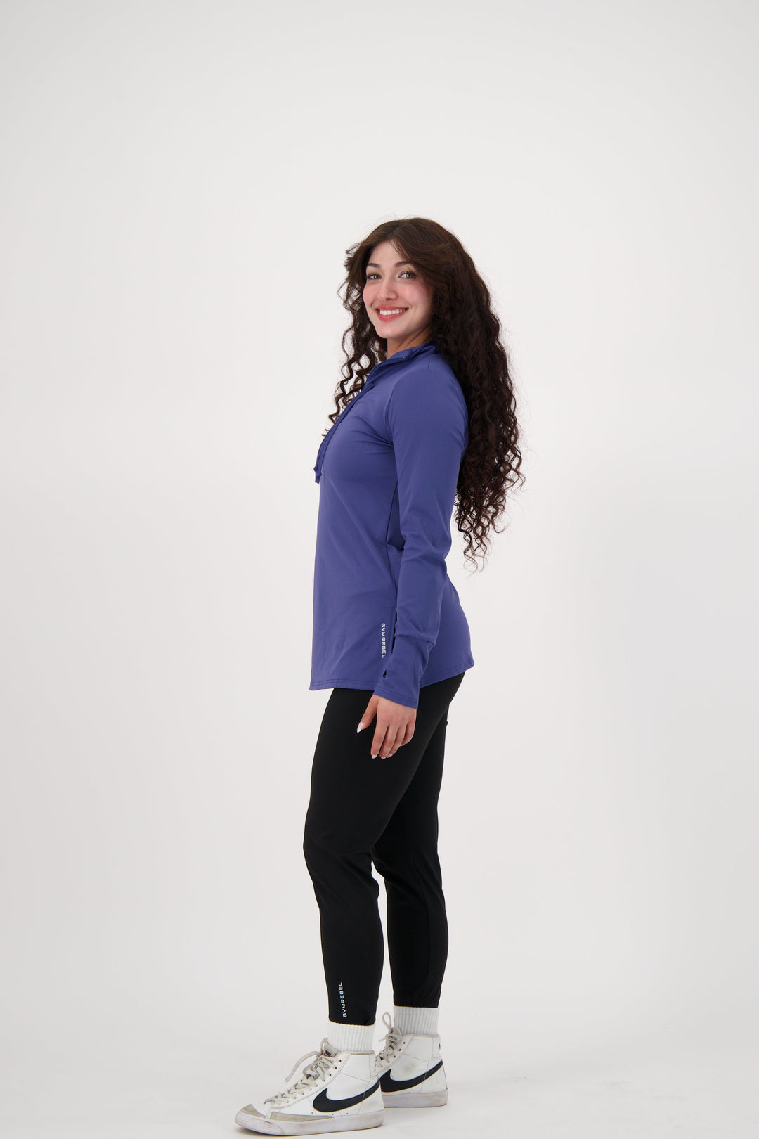 HAYA Long Sleeve Training Set (Purple Long Sleeve + Black Leggings)