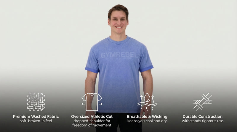 Washed-off Oversized T-shirt LIFTING CLUB (230gsm) feature 1 mobile