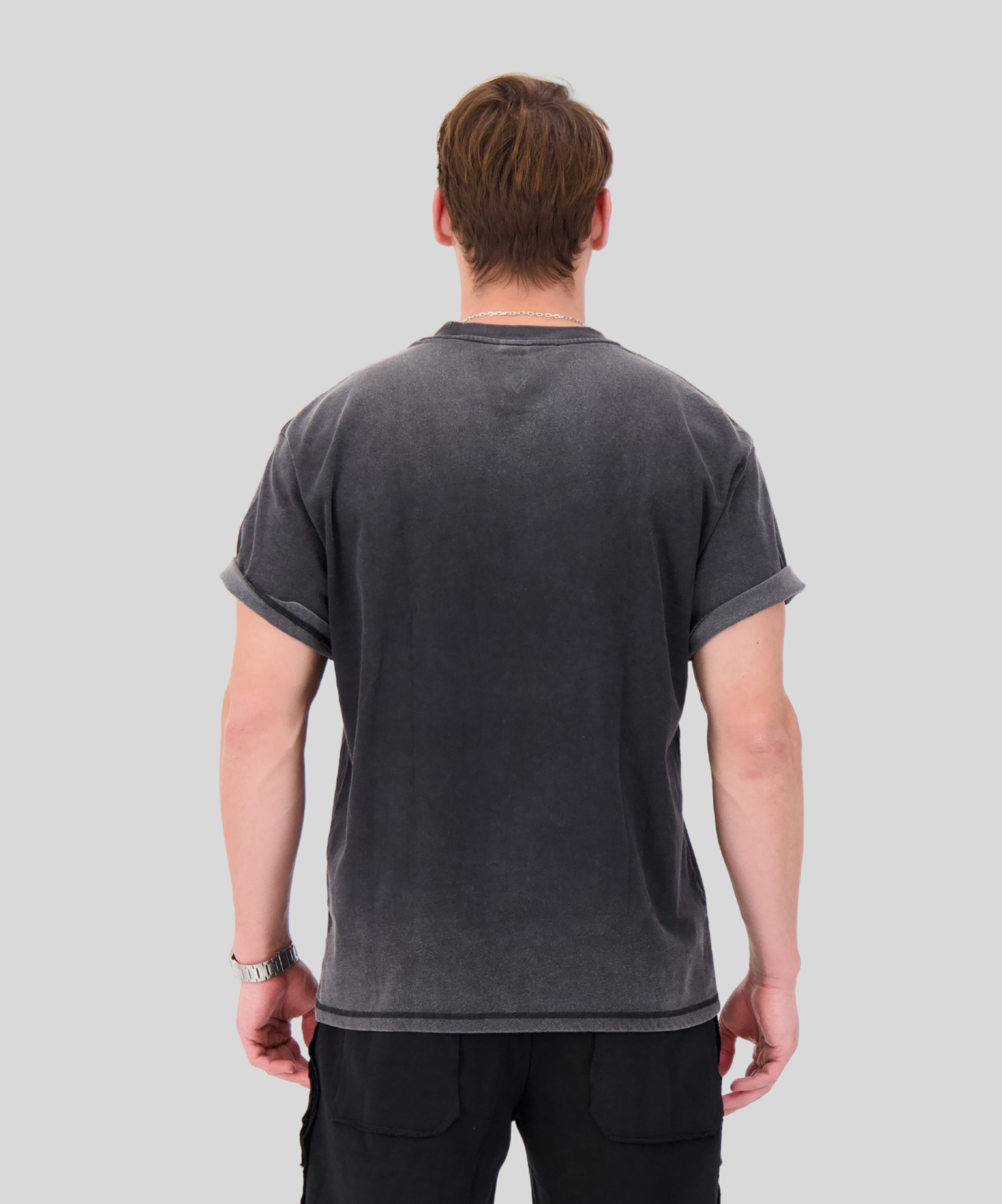 Black | Washed-off T-shirt (250gsm) (SUMMER EDITION) | Back