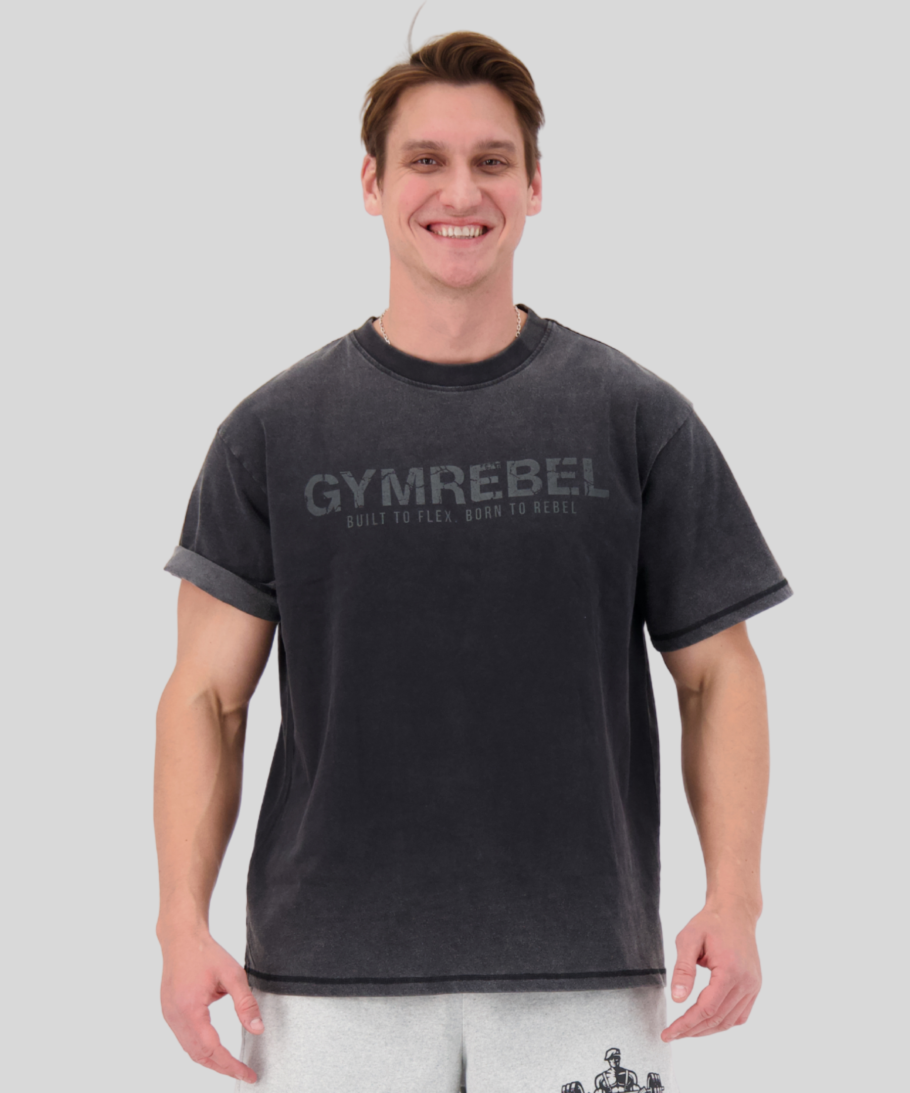 black | Washed-off Oversized HEAVYWEIGHT T-shirt (250gsm) | Front